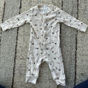 Cozy Beige Printed Kids One Piece
